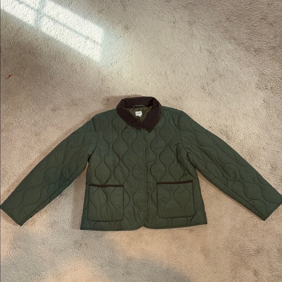 J. Crew Jackets & Blazers - J. Crew Green Jacket with Dark Brown Collar